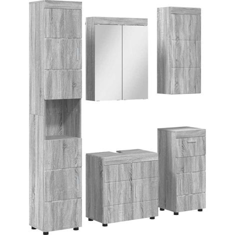 Bathroom Furniture Set TULUM 5 pcs Grey Sonoma 60 x 34 x 63 cm vidaXL
