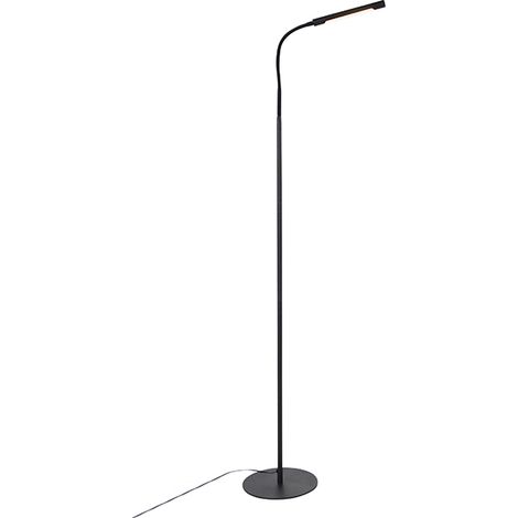 QAZQA Lampada da terra con braccio flessibile palka - Design - Acciaio,Plastico - Nero - Oblungo (non sostituibile) LED Max. 1 x 6 Watt