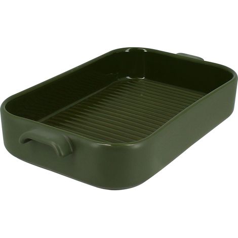 MENASTYL - OCTAVE PLAT A FOUR GRILLE RECTANGLE 840 ML VERT 26.5 X 15 CM EN GRES
