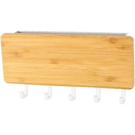 1pc en Bois Support Mural Rayonnages Flottant Organisateur Décoratif Affichage avec Crochets De Suspension pour Mêle Clés Aléatoires (1/2)