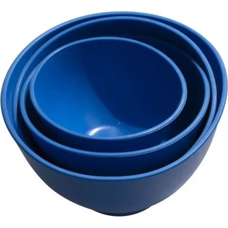 Bol dentaire en caoutchouc pour plâtre et impression, bol de mélange, 4 tailles + spatule en plastique, Bleu (1/4)