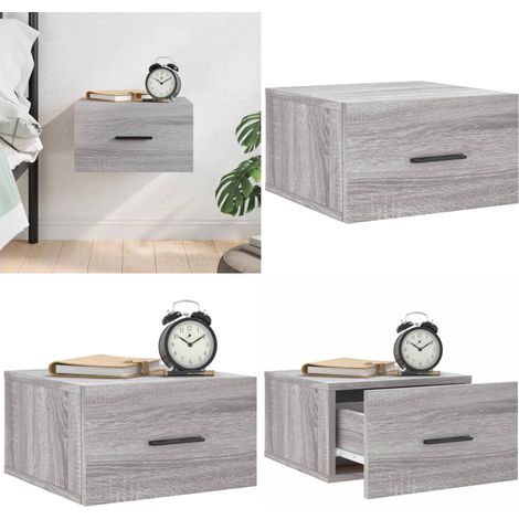 Table de chevet murale sonoma gris 35x35x20 cm - Rangement murale - Table de chevet extensible (1/5)