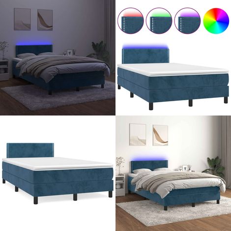 Boxspringbett mit Matratze & LED Dunkelblau 120x190 cm Samt - Boxspringbett - Samtbett - Doppelbett - LED-Betten - Schlafsofa - Home & Living (1/5)