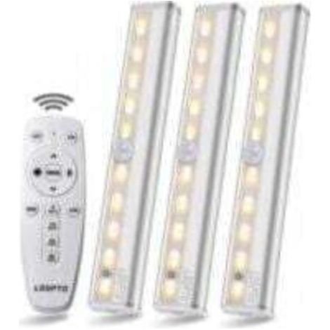 Lampe LED sans Fil 3 Packs avec Télécommande - Pour Chambres, Armoires, Vitrines, Aucun Câblage Requis