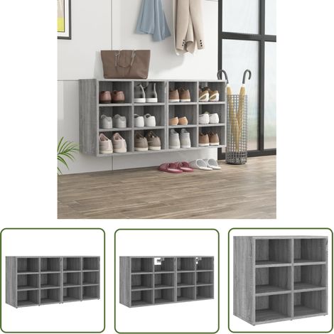 The Living Store Schuhregale 2 Stk. Grau Sonoma 52,5x30x50 cm - Schuhregal - Schuhschrank - Garderobe - Einbauschrank - Aufbewahrung (1/5)