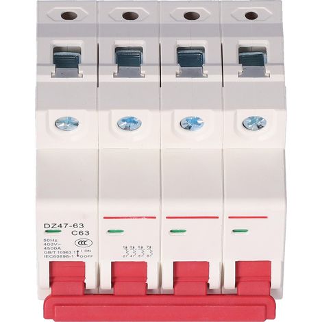Disjoncteur 4P 63A Mini MCB Protection Surcharge Court-Circuit 400V Interrupteur Automatique Maison (1/5)