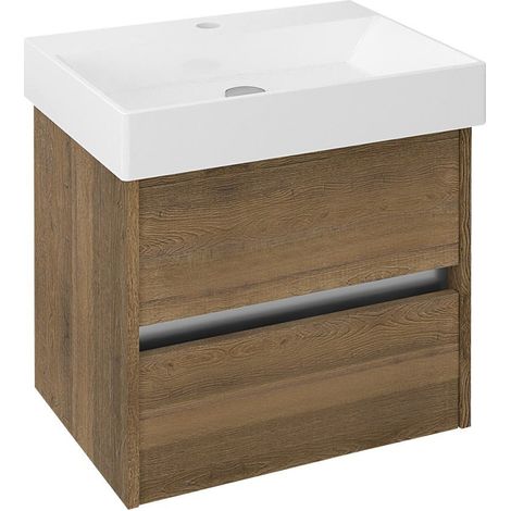 NIRONA Meuble sous-vasque 57x51,5x43cm, chêne Sherwood (1/3)