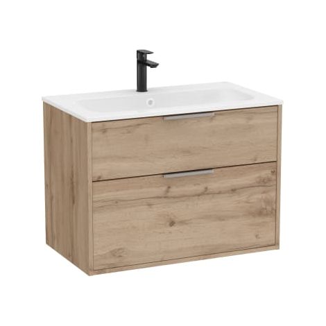 CONJUNTO MUEBLE OPTICA 800 2 CAJONES + LAVABO STONEX NOGAL
