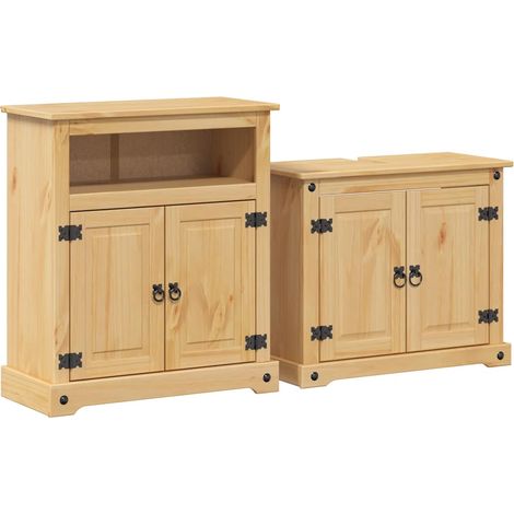 Maison Exclusive - 2-teiliges Badmöbel-Set "Corona" Massivholz Ki