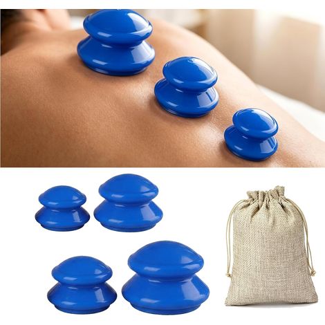 Lot de 4 Ventouses Anti Cellulite en Silicone, Kit Ventouse Visage Anti Rides et Massage Corps,Ventouses Thérapeutiques pour Kinésithérapie et Cupping Therapy,Ventouse Massage (L-XS) (1/5)