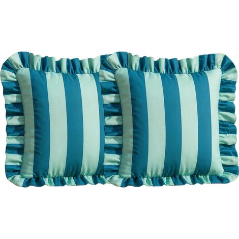 Par de fundas de almohada a rayas con cremallera - Verde