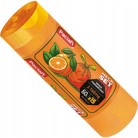 136930 Bolsa de basura Paclan con cinta naranja 60L/15 unidades