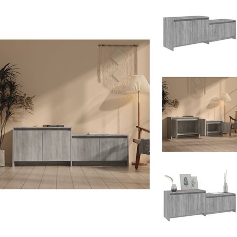Meuble TV Sonoma gris 146,5x35x50 cm Bois d'ingénierie - Meubles Tv - Meuble Tv - Buffet - Meuble Stereo - Rangement (1/5)