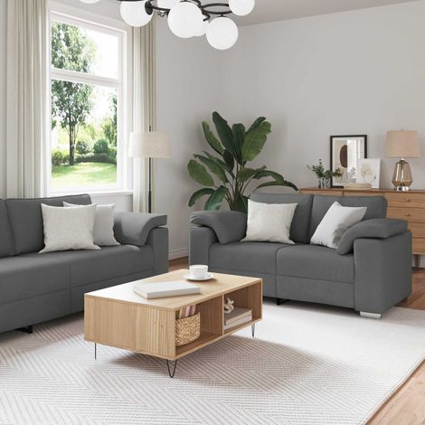 vidaXL Sofa 2 pcs Dunkelgrau 219 x 80 x 82 cm Stoff (1/5)