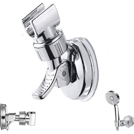 Support de Douche Réglable sans Perçage Support Mural de Douche à Ventouse Amovible Matériau ABS Support de Douche sans Perforation Convient pour Salle de Bain Hôtel Carrelage en Verre Métal (1/4)