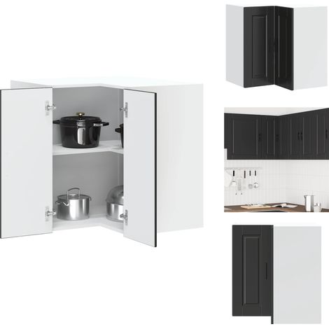 Küchen-Eckhängeschrank Porto Schwarz Holzwerkstoff - Küchen-Eckhängeschrank - Küchen-Eckhängeschränke - Eckhängeschrank Für Küche - Küche Hängeschrank (1/5)