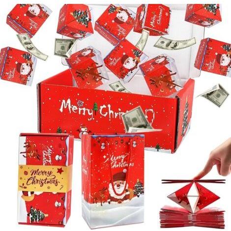 Weihnachtsüberraschungsbox – Rotes Weihnachtsmann-Überraschungsgeschenk, enthält 12 faltbare Explosionsboxen, eine DIY-Weihnachtsbaum-Geschenktüte für Kinder, ein Geschenk für Geburtstagsfeiern (1/5)
