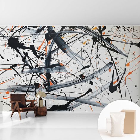 Papier peint intissé avec imprimé pour décoration intérieure pour rénovation a motif - Colle incluse gratuite Chaos énergique 416x254 cm (1/5)