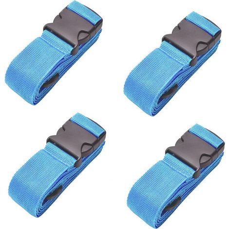 [NIE BENUTZT]Koffergurt, 4 Stück Blau Koffergurte, Kofferband, Koffergurte, 188 x 5cm Koffergurt zum sicheren Verschließen von Koffern und Kennzeichnen von Gepäck (1/5)