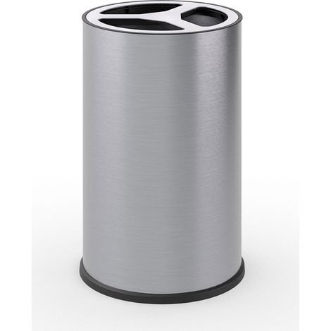 Pattumiera a Bidone Ø 45,5x70,5 cm 3 Scomparto da 33 L in Acciaio Inox Satinato