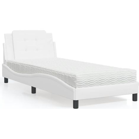 Cadre de lit sans matelas-Structure de lit Zadar blanc 90x190 cm similicuir (1/5)