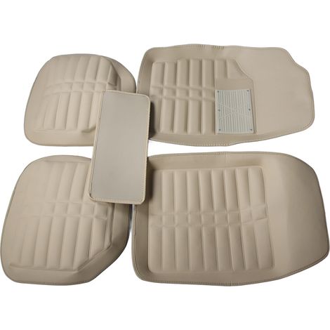 Tapis de sol universels pour voiture, enveloppants et résistants à l'usure, finitions soignées, beige. (1/5)