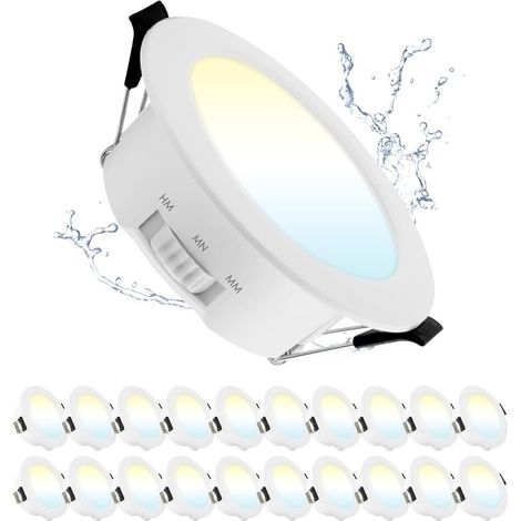 Lot de 10 Spot LED Encastrable 5W, Spot LED Extérieur, 3000K/4000K/6000K Réglable, Ø65mm-75mm Trou, spot Salle de Bain IP44 pour Cuisine Salon, Rond (1/5)
