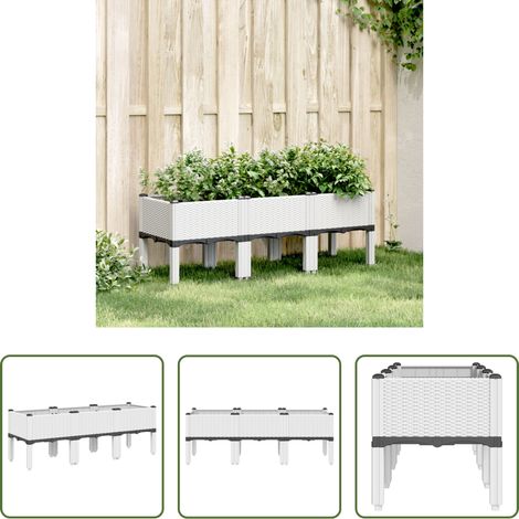 Blumenkübel -  Pflanzkasten mit Beinen Weiß 120x40x42 cm PP (1/5)