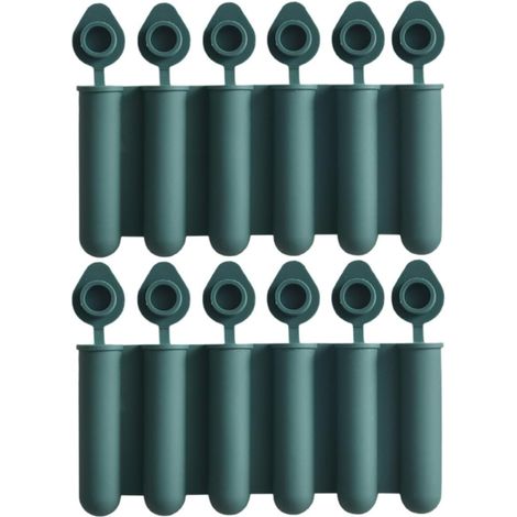 de 2 Bacs à Glaçons en Silicone Vert avec Couvercle Anti-débordement (1/5)
