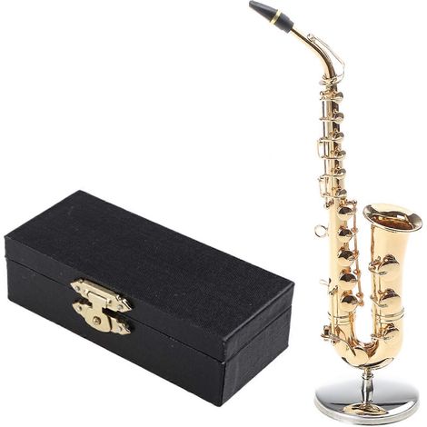Mini-Saxophon, Musikinstrumentenmodell, Miniatur-Kupferbrosche, dekorativer Tischgegenstand mit 30 cm Altsaxophon. (1/3)