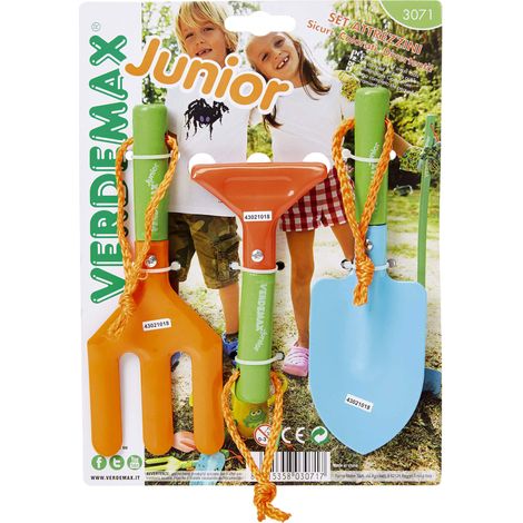 Set 3 Attrezzi da Giardinaggio per Bambini con Manico Corto Rama
