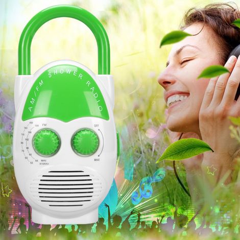 Radio portable AM/FM IPX5 waterproof avec volume ajustable 500 MW en ABS vert (1/5)