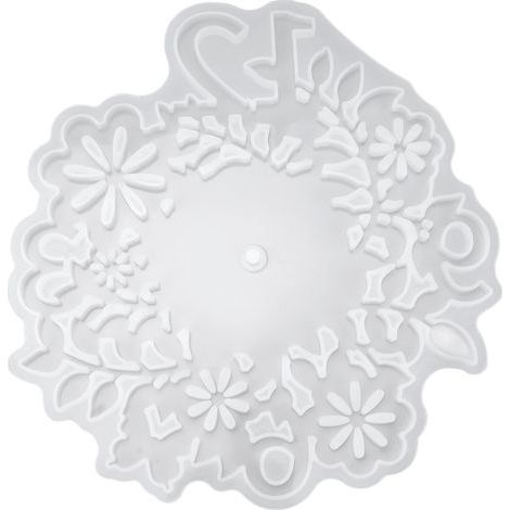 Moule en Silicone Réutilisable pour Cadran d'Horloge Motif Fleur Feuille Blanc - DIY Décoration Maison Cadeau Artisanat (1/5)