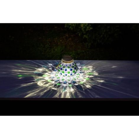 Lanterne solaire effet 3D BLEUE à poser ou suspendre, éclats projetés comme des pétales de lumière (1/5)