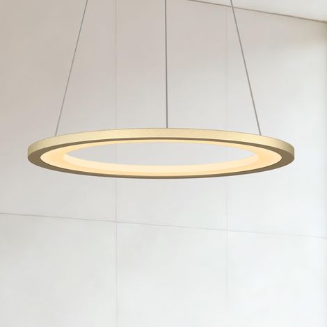 Mai & Mai Lampadario a Sospensione 20W, Lampada 3000-6000K con Filo 110 CM, Altezza Regolabile, Lampada da Soffitto a Sospensione per Camera da Letto e Soggiorno, 40cm, Oro, Luvina01 (1/5)