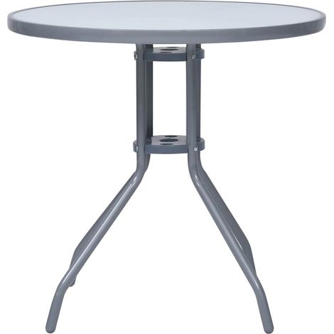 Maison Exclusive - Tavolo da Giardino Grigio Chiaro 80 cm in Acciaio e Vetro (1/5)