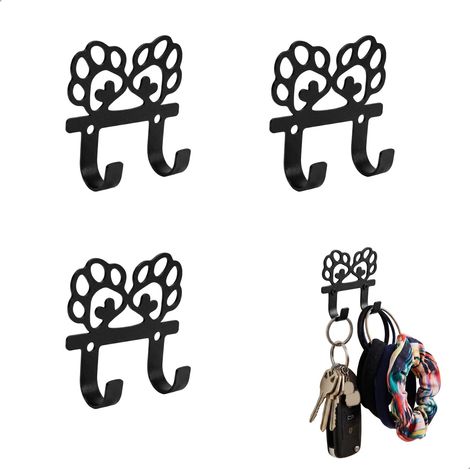 Porte Clé Mural, Porte Clef Mural, 3 Pièces Porte Cle Mural, 6 Crochets Rangement Clef Mural Multifonctionnel, en Métal, pour Entrée et Salon, Fixation Vis et Cheville Incluses, Max 3kg (1/5)