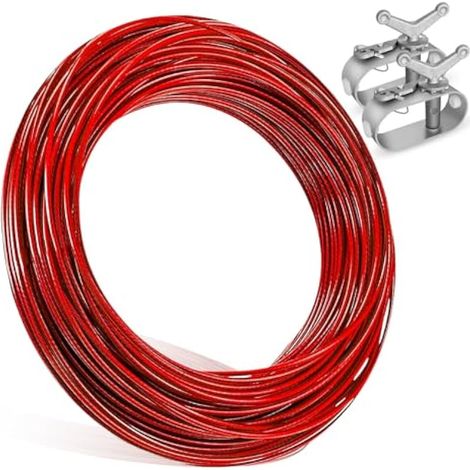 Corde de serrage pour bâche de piscine : corde de serrage pour piscine avec 2 tendeurs de corde, câble de serrage pour fixation de couvertures de piscine hors-sol, diamètre 2 mm, longueur 40 m (1/5)
