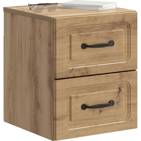 Maison Exclusive - Mobiletto da notte a muro con cassetto 2 pcs Rovere Artigianale