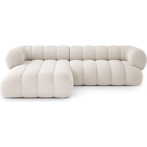 Canapé d'angle 5 places en chenille beige clair (1/5)