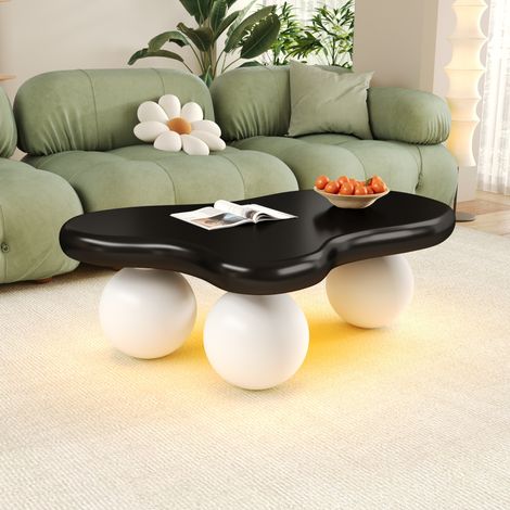 Mesa salón nube con LED y bordes suaves blanco negro OKMYHOME (1/5)
