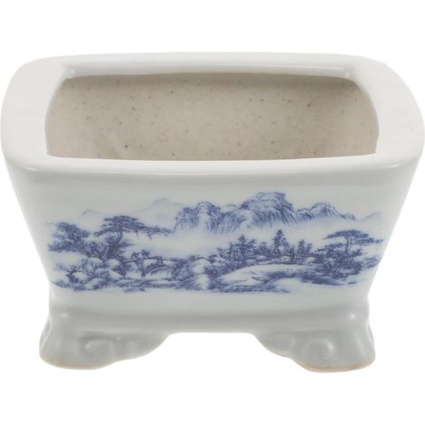Asiatischer Keramik Pflanztopf Dekorativer blau weißer