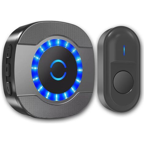 Sonnette sans fil noire - Télécommande 300 m - Sonnette extérieure étanche - Système de sonnette 55 mélodies - Sonnette à brancher pour la maison - Écran LED (1/5)