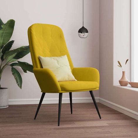 vidaXL Chaise de relaxation Jaune moutarde Velours (1/5)