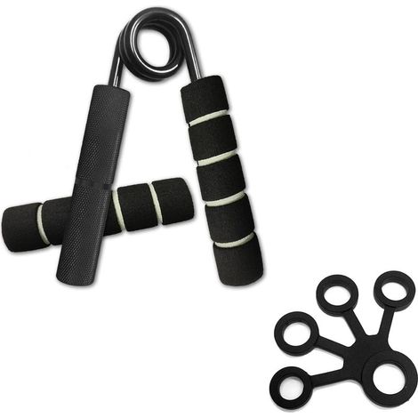 QAZQA 1pcs Grip Strength Enhancer (200lbs) avec Grip Cover, avec 1 pièce d'exercice silicone doigts, l'avant-bras,entraînement force poignet, l'entraînement musculaire rééducation, renforcement muscul