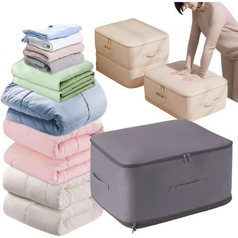 Platzsparender automatischer Kompressionsorganizer, Aufbewahrungsbeutel für Kompressionsdecken mit großem Fassungsvermögen, Raumbeutel für Steppdecken und Decken (Khaki, 54 x 42 x 30 cm) (1/5)