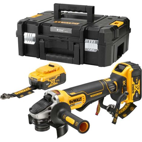DeWALT Outillage - Meuleuse d'angle sans fil 18V 125 mm, 2 batteries 5,0 Ah XR LANYARD READY, sans chargeur DCG406P2LRT-XJ (1/2)