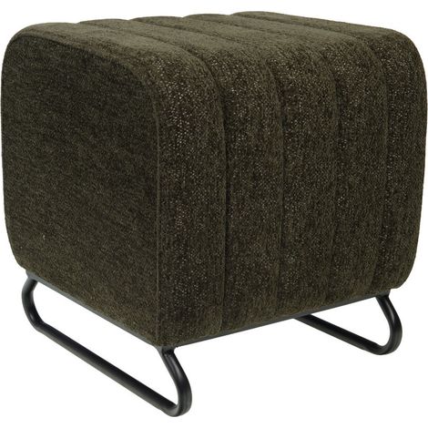 Amadeus - Pouf rond en tissu kaki avec piètement métal Ø40 cm Eli (1/3)