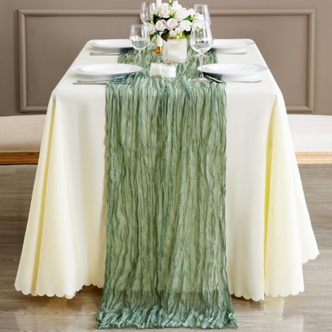 5 x Chemin de Table en Polyester 90x300cm la décoration de mariage, fêtes, anniversaires et jardin Vert