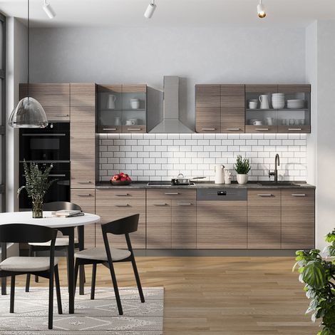 Cuisine complète R-Line, Gris noble/Anthracite, 350cm , PT Chêne, Vicco (1/5)
